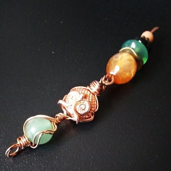 🍂🍁🍃 3/$25!!! Handmade 4 Owl Lovers! Long Sectional Beaded Bird Pendant - Picture 1 of 8